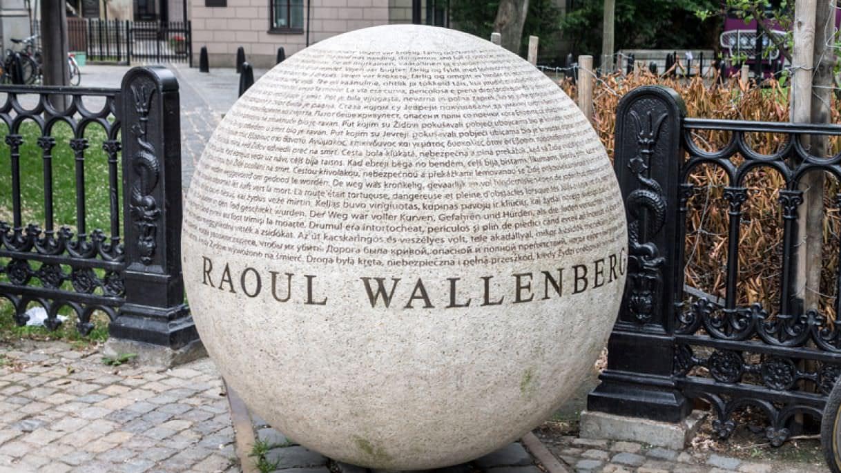 A large sphere with the name Raoul Wallenberg and names of people he saved in World War II on the Berzelii park in downtown Stockholm, Sweden.© Alexandre Fagundes De Fagundes | Dreamstime.com