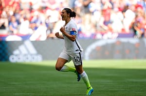 VANCOUVER, BC - JULY 05: Carli Lloyd #10 of the United States celebrates scoring the opening goal against Japan in the FIFA Women's World Cup Canada 2015 Final at BC Place Stadium on July 5, 2015 in Vancouver, Canada. (Photo by Kevin C. Cox/Getty Images)
