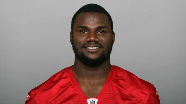 Khalif Mitchell in a 2010 photo, when he played for the San Francisco 49ers NFL football team. (AP Photo via Getty Images/JTA)