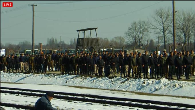 Participants in the March of the Living on Monday (photo credit: screen capture)