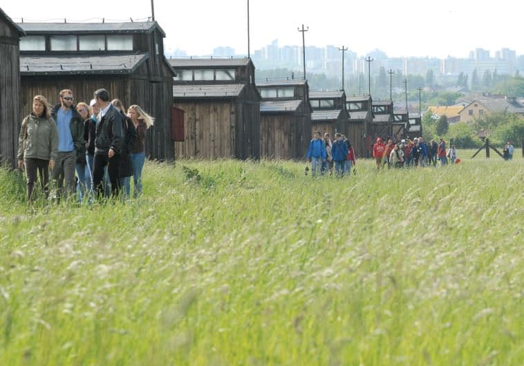 University students on the March of Remembrance and Hope visit the barracks at Majdanek concentration camp, located on the outskirts of Lublin, Poland.